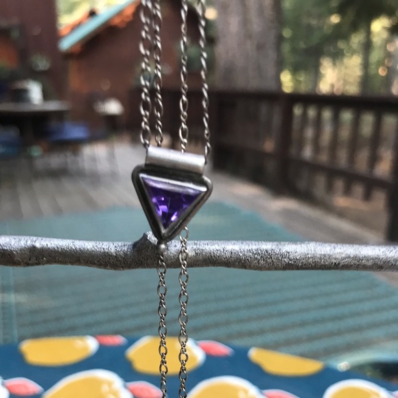 Sterling Silver Chain and Amethyst Pendant - Picture 3 of 10